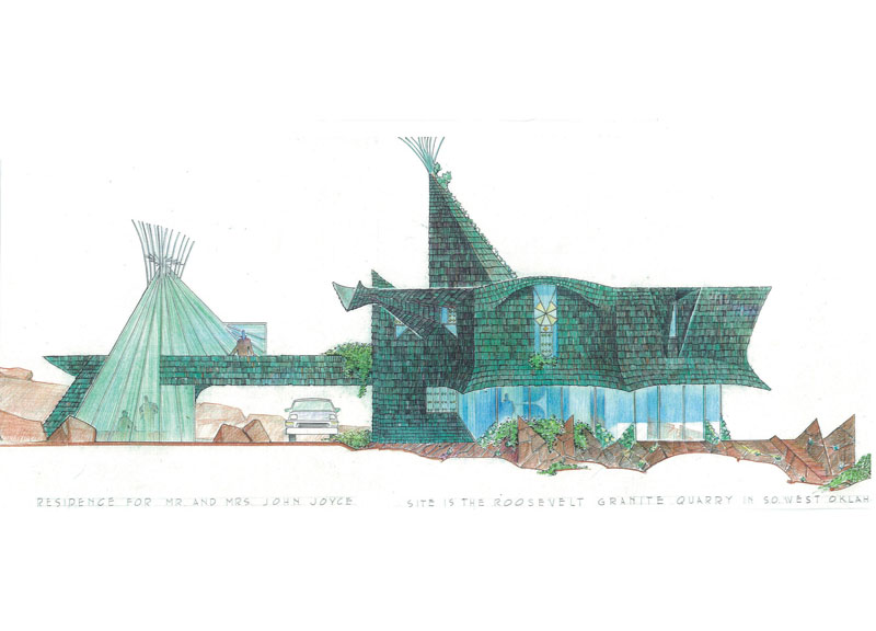 Herb Greene Joyce Residence elevation drawing-color